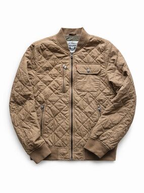 Levi’s Quilted Bomber Jacket warm Taupe/Olive Green Size SM Lightweight Zip Up